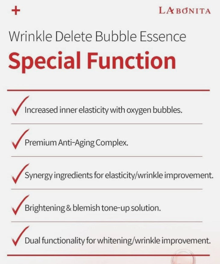 LABONITA Wrinkle Delete Bubble Essence Anti-Aging Skincare Function